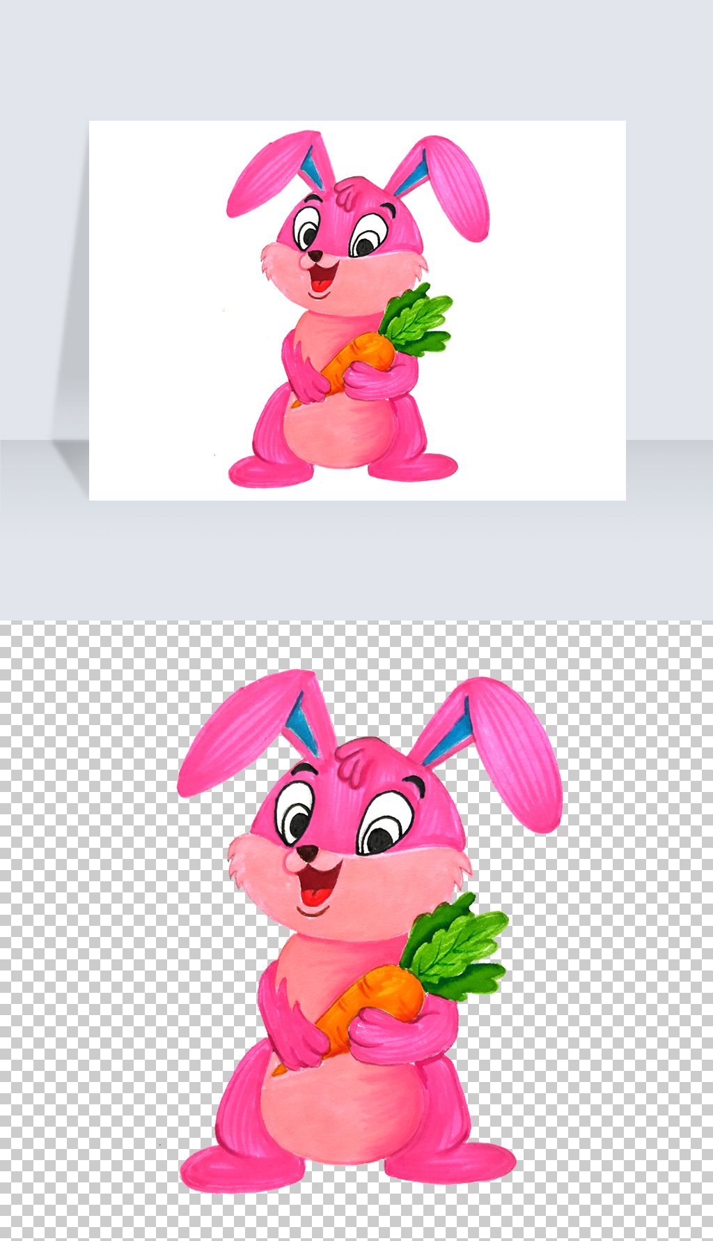 卡通小兔子粉色兔子免抠png