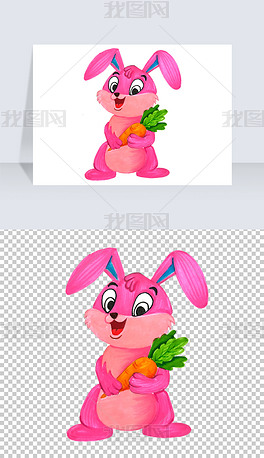 卡通小兔子粉色兔子免抠png