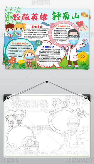 我心中的英雄钟南山致敬最美逆行者预防新型肺炎肺炎志愿者小报手抄报