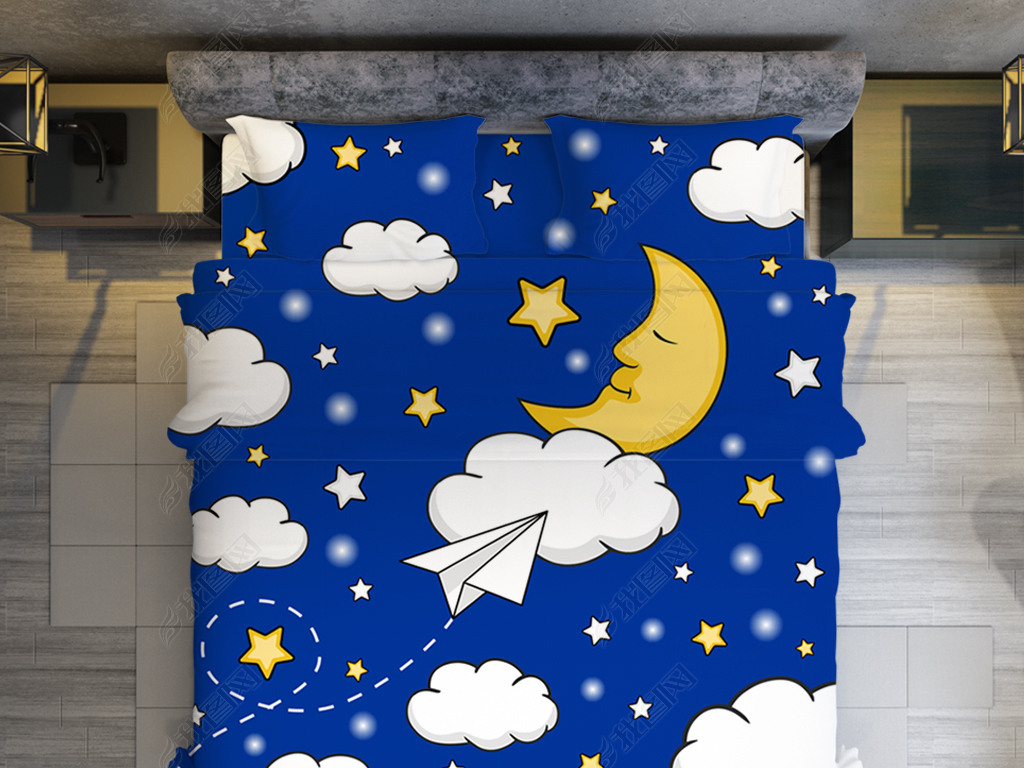月亮星星被套床单图案设计cdr矢量图