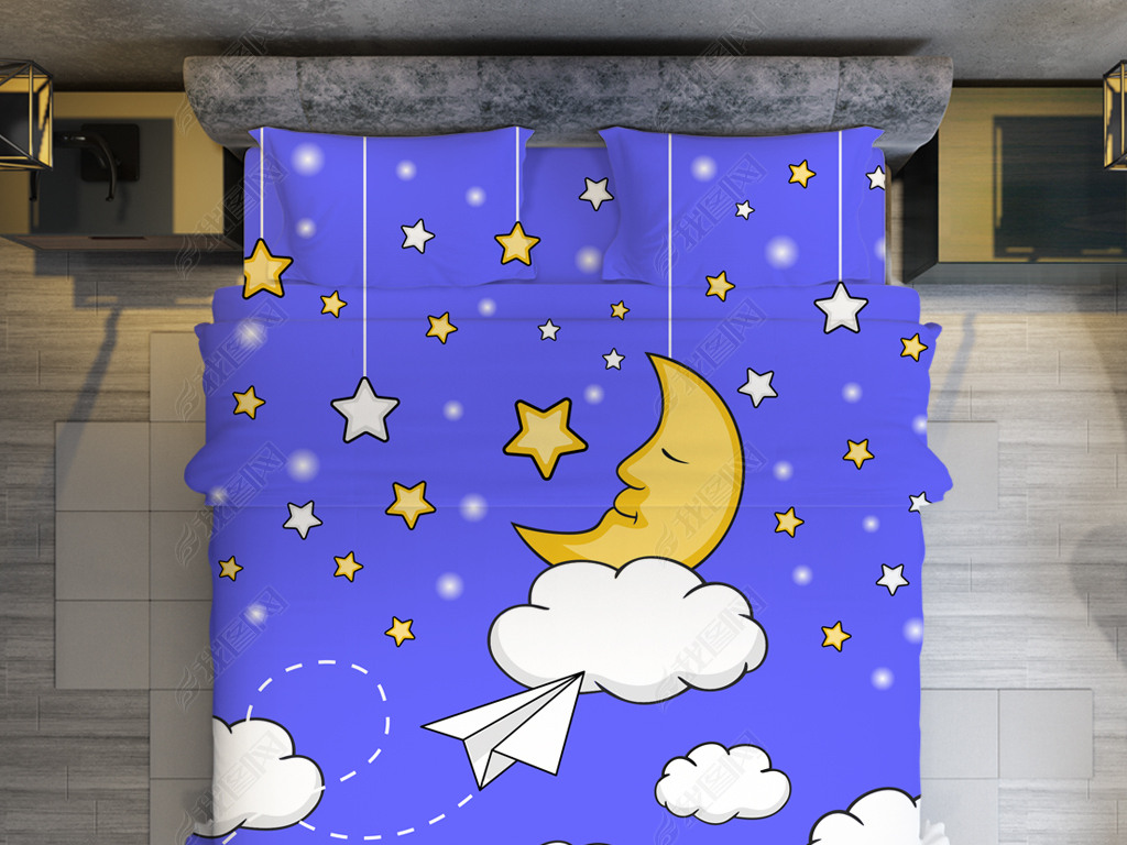 月亮星星被套床单图案设计cdr矢量图