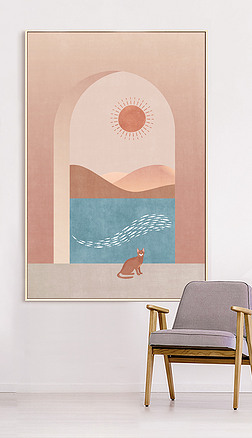 门框画装饰画|现代简约抽象立体门框莫兰迪色立体几何建筑装饰画