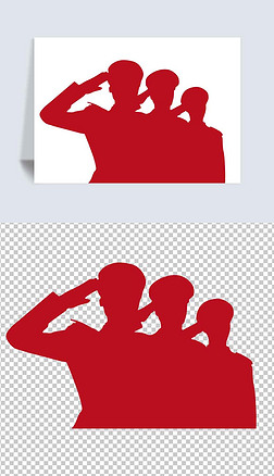 军人警察敬礼人物剪影