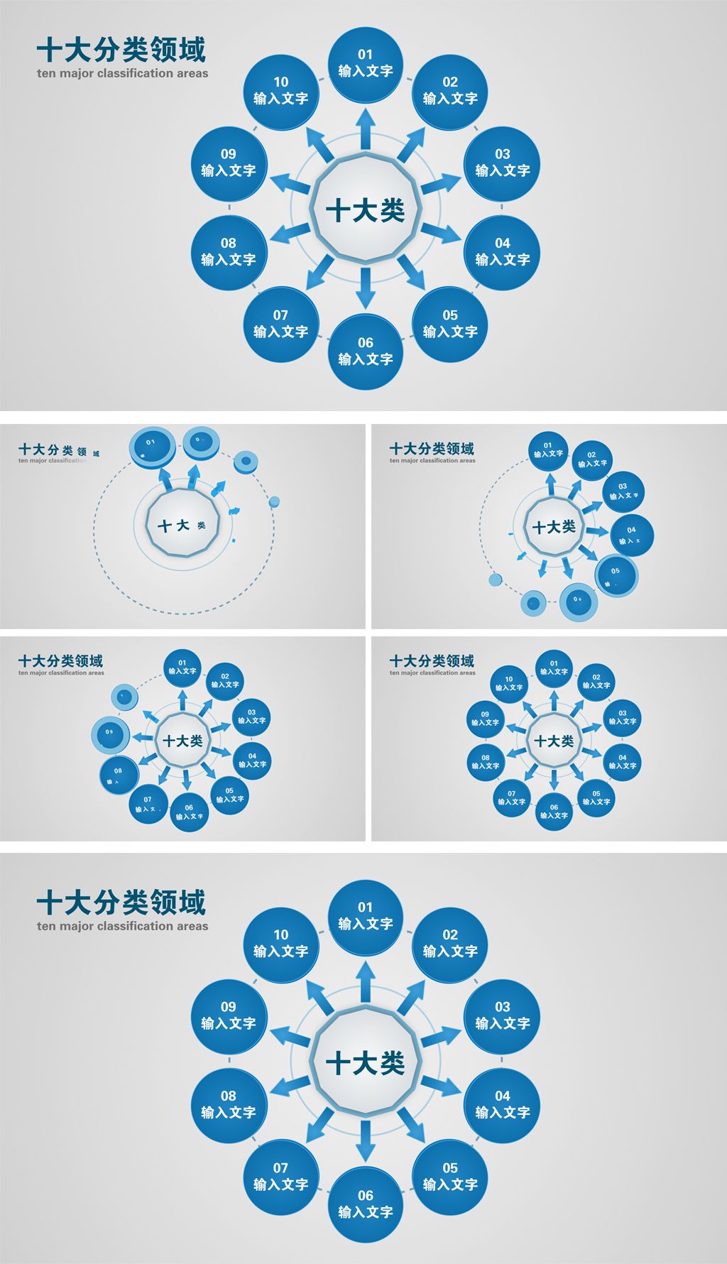 十个板块数据图表分类ae模板