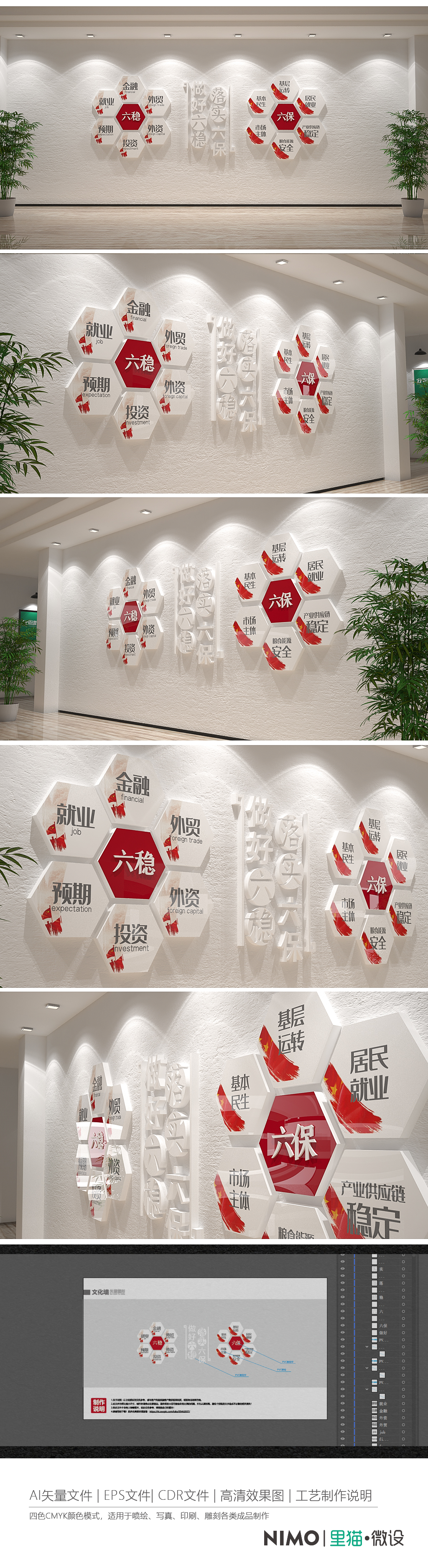 六稳六保两会党建文化墙党建宣传栏