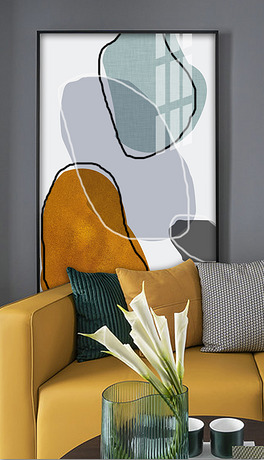 北欧现代简约后现代小清新几何马卡龙块装饰画