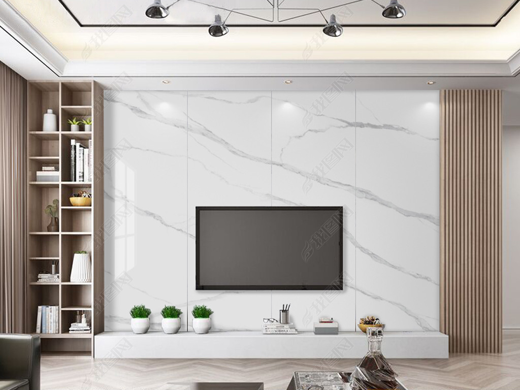 纹爵士白电视背景墙下载-编号23817755-现代简约电视背景墙-我图网