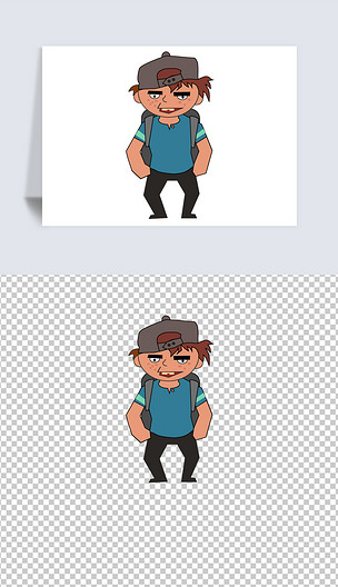 原创坏孩子小男孩卡通人物形象免抠素材元素-版权可商用