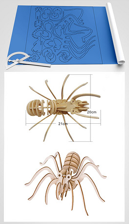 蜘蛛3d立体拼图激光切割工艺品cad图纸