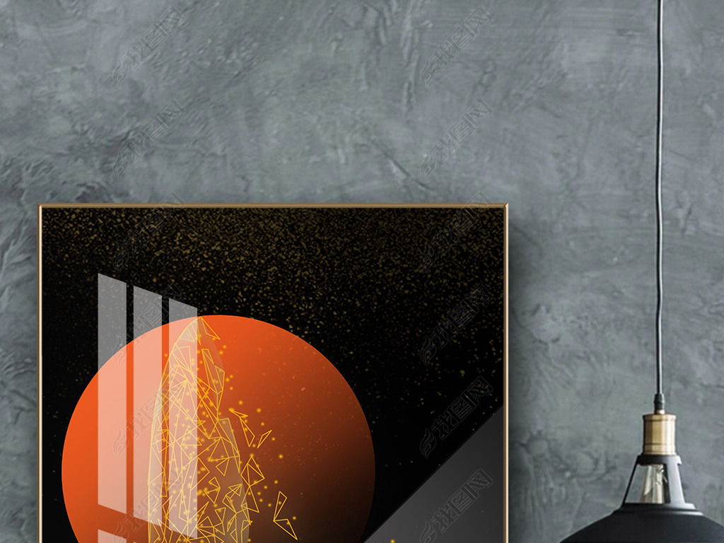 原创烁金后现代抽象黑白爱马仕红动物客厅装饰画版权可商用