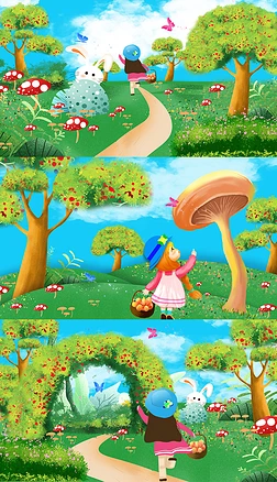 儿童节儿童歌曲背景视频儿歌采蘑菇的小姑娘