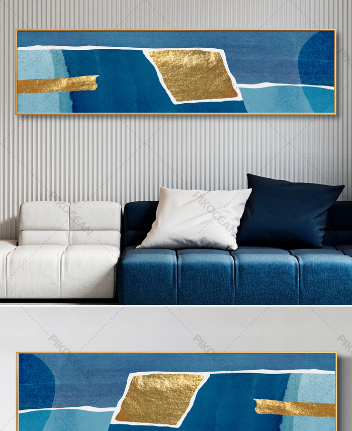 Modern Abstract New Chinese Blue Ink Texture Living Room Sofa Bedside Decoration Painting 1download Pikocean