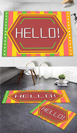 现代简约hello地垫厨房垫床边毯