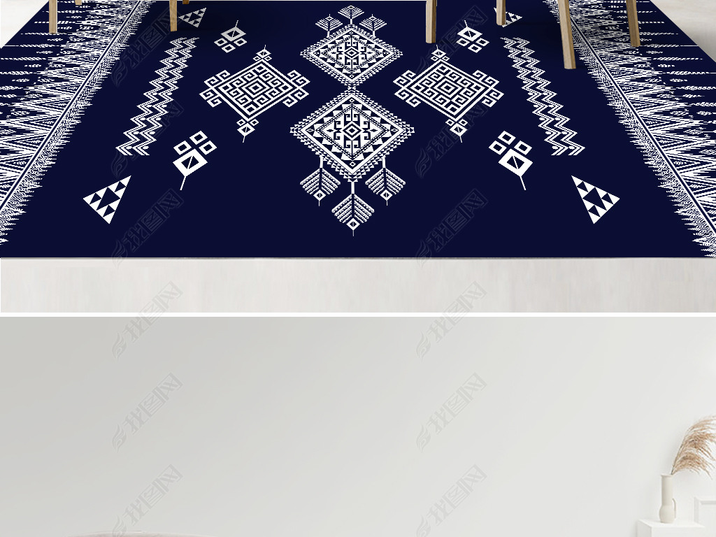 北欧简约现代几何花纹摩洛哥民宿ins卧室床边毯地毯地垫