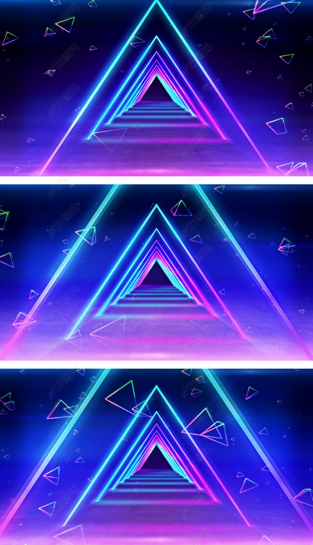 霓虹三角形动感前冲闪烁模特灯光秀视频背景