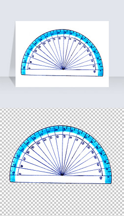 png量角器免抠元素|学习用具卡通半圆尺子免抠png