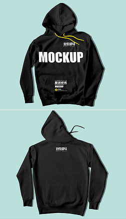 黑色带帽卫衣样机