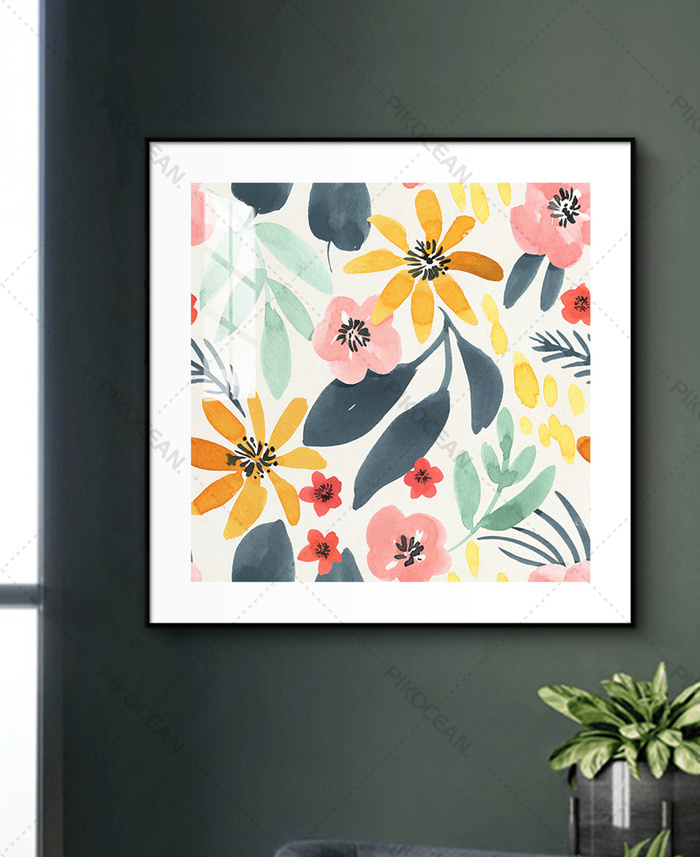 Modern Simple Decorative Painting Flower Pattern Illustration Northern Europe Small Fresh Porchdownload Pikocean