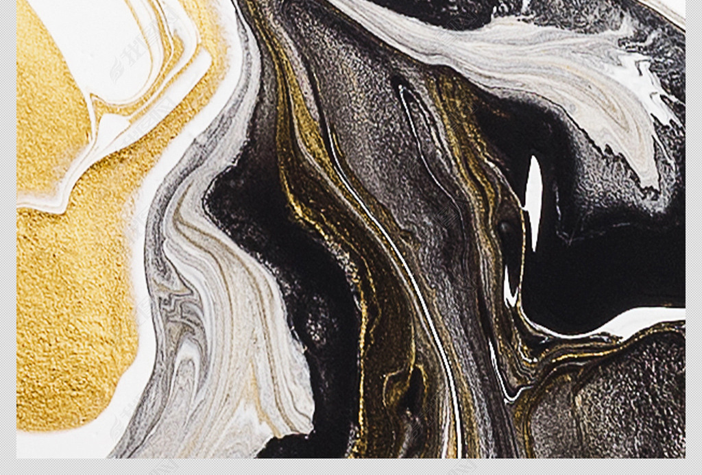 后现代轻奢爱马仕橙色抽象大理石纹装饰画