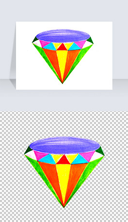 钻石宝石手绘彩色钻石免抠png