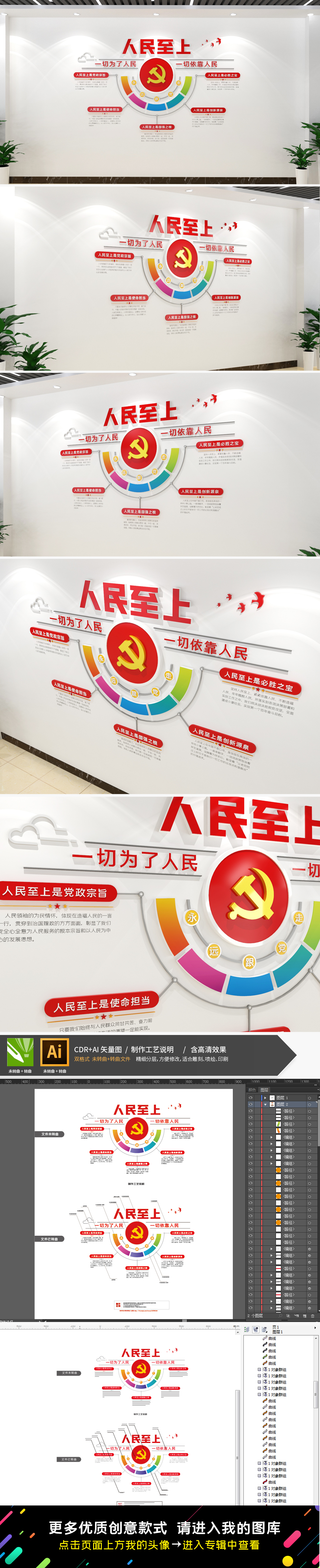 一切为了人民党建文化墙人民至上党建文化墙