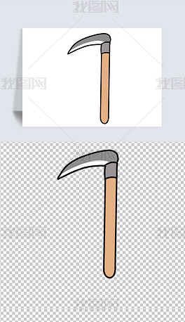原创数字7象形字锋利工具镰刀插画7像镰刀版权可商用