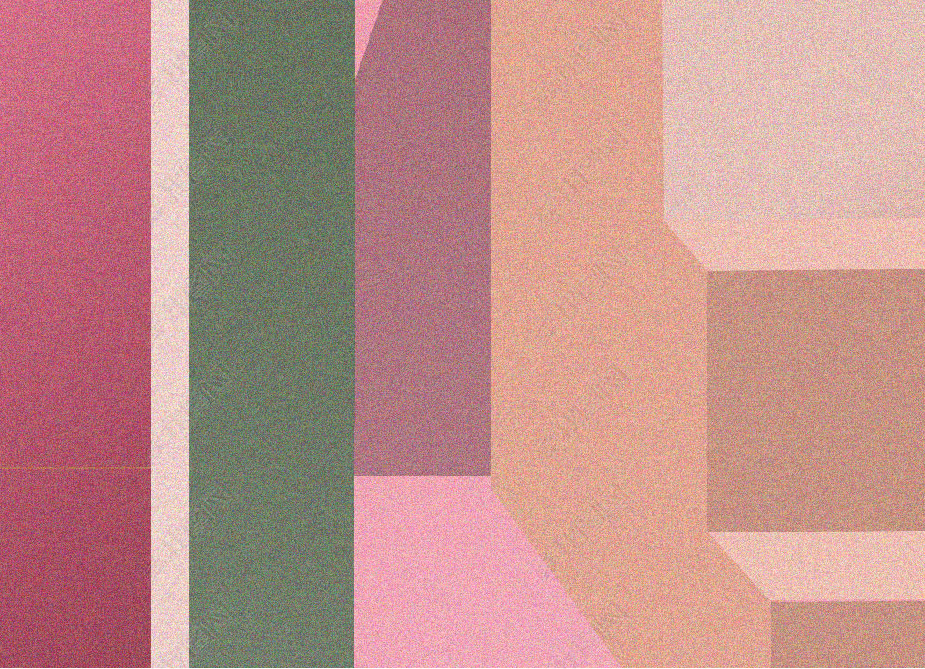 原创简约几何空间火山岛粉色莫兰迪色风景装饰画版权可商用