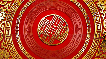 中国风金色圆环花纹图腾喜庆背景视频