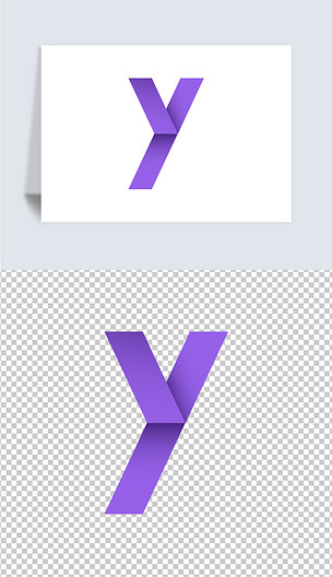 纸片卡通26个大写英文字母y矢量免抠png