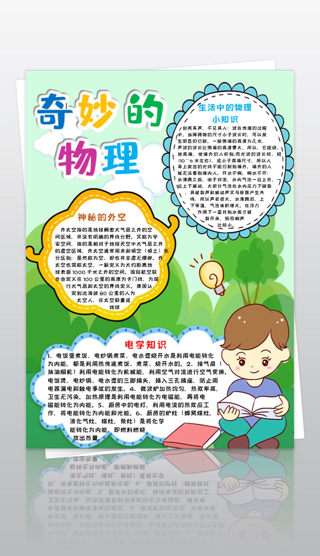 原创物理小报知识科普手抄报奇妙的物理电子小报模板版权可商用