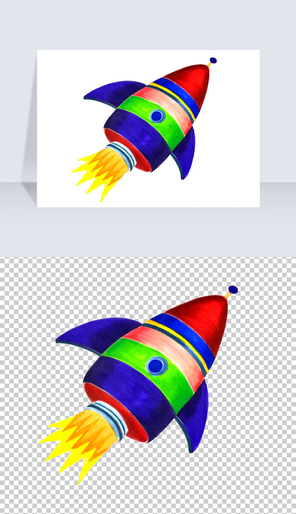 火箭发射手绘火箭免抠png
