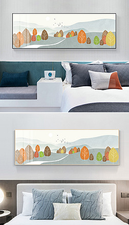 现代简约挂画北欧小清新四季风景客厅床头装饰画