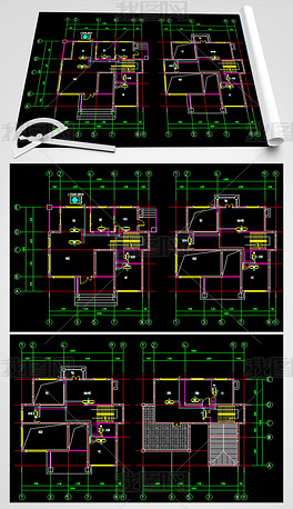别墅CAD中央空调系统安装图