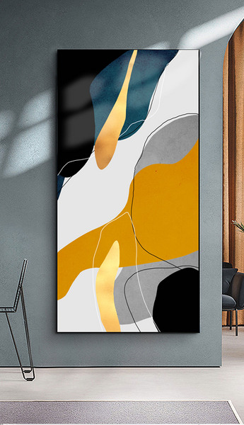 原创现代简约后现代抽象油画玄关装饰画版权可商用