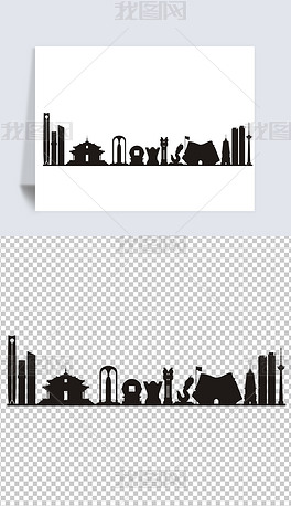 沈阳城市剪影地标建筑cdr矢量图png高清图