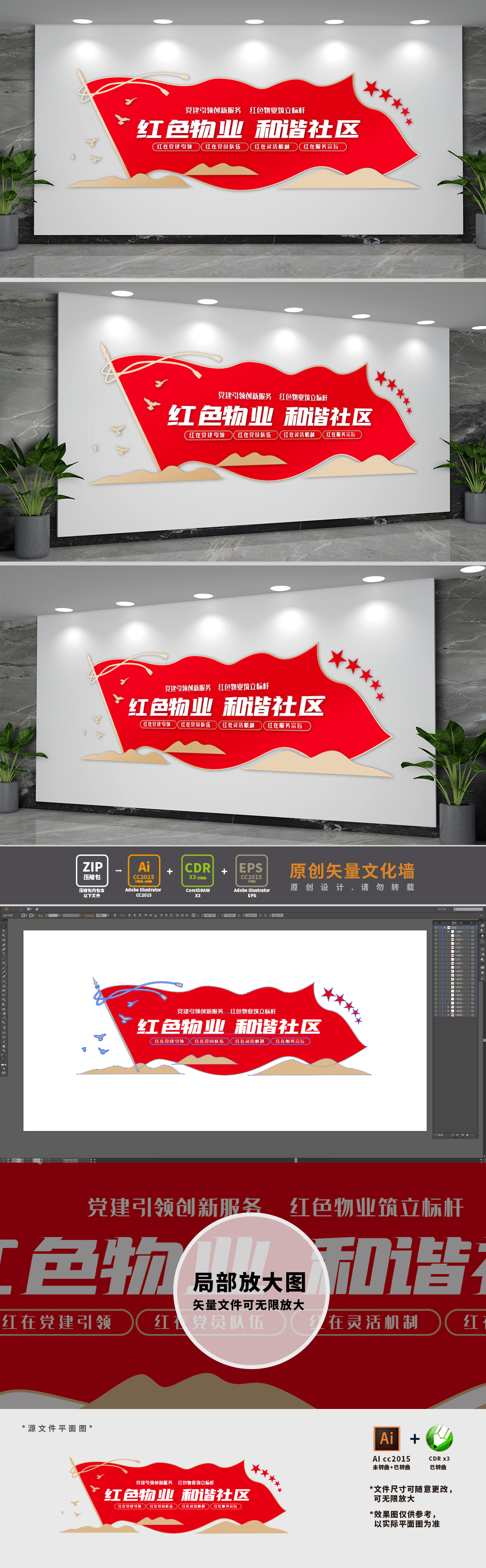 红色物业基层党建文化墙