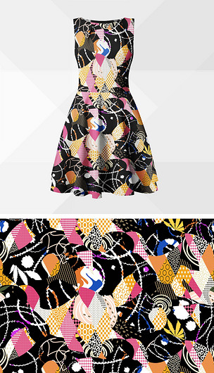 抽象几何花纹服装印花图案