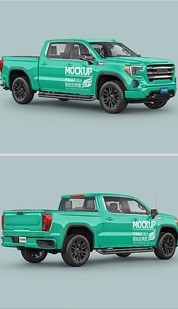 小卡车皮卡车身广告喷漆贴图汽车模型样机