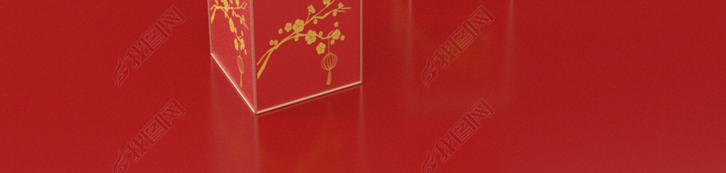 红色中国古典风化妆品口红电商产品渲染设计