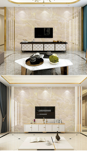 现代轻奢金黄色大理石纹电视背景墙
