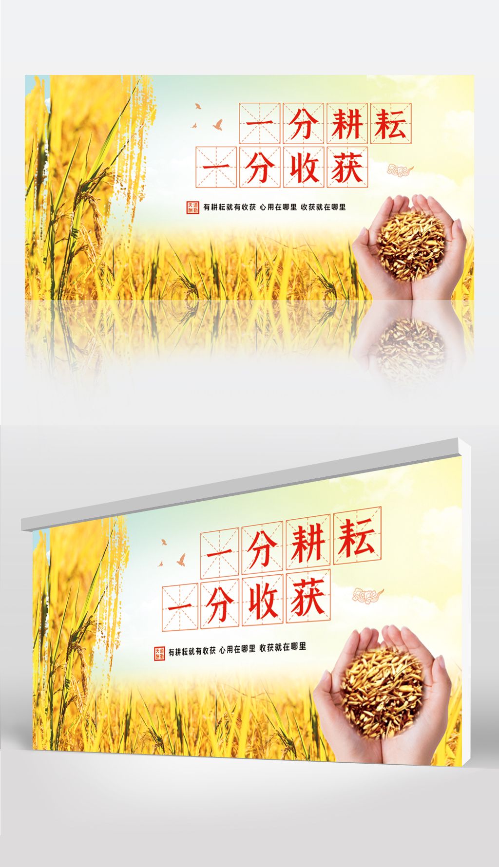原创稻田一分耕耘一分收获板报设计版权可商用