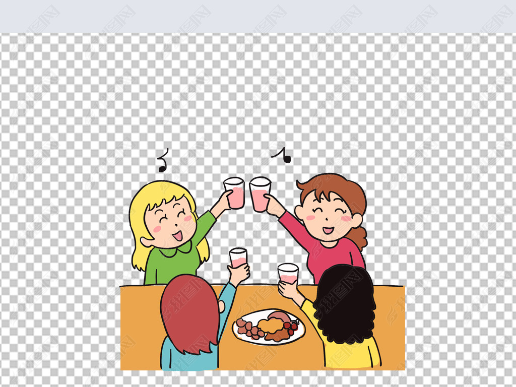 原创聚餐手绘卡通元素版权可商用