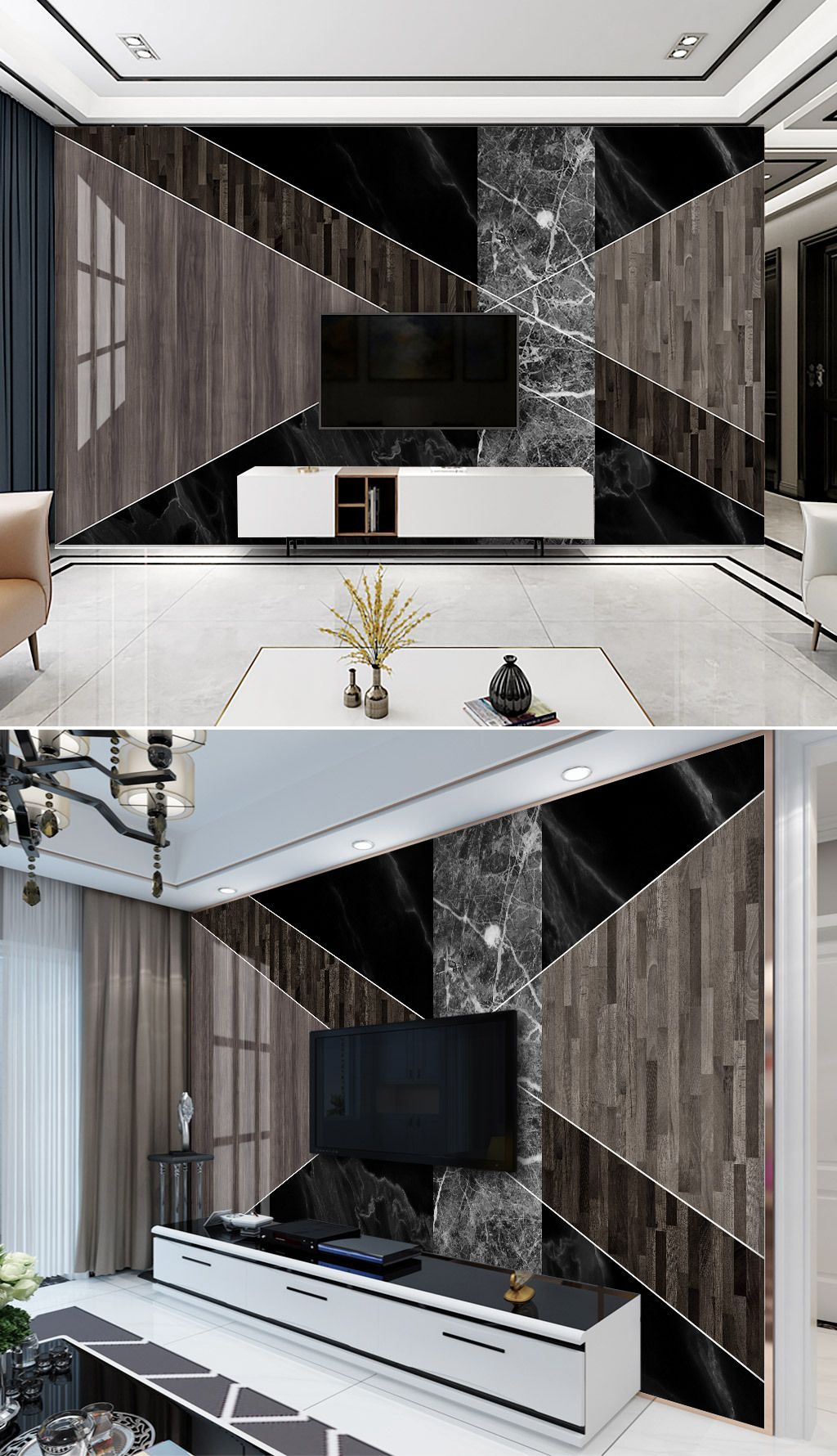 现代几何木纹大理石组合电视背景墙素材简介我图网提供现代几何木纹