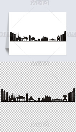 云南省会昆明城市剪影cdr矢量图png高清图下载-编号23907613-城市建筑