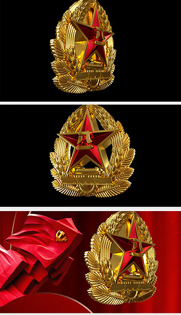 八一建军节宣传片后期视频制作立体军徽视频素材模板