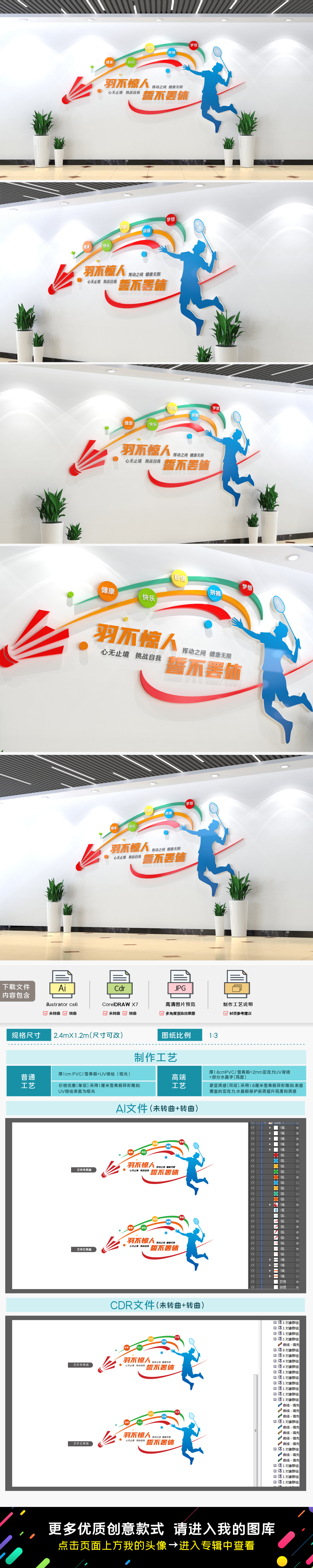 羽毛球文化墙运动馆文化墙校园活动室文化墙社区羽毛球文化墙