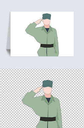 敬礼卡通人物形象军训素材设计图片p.