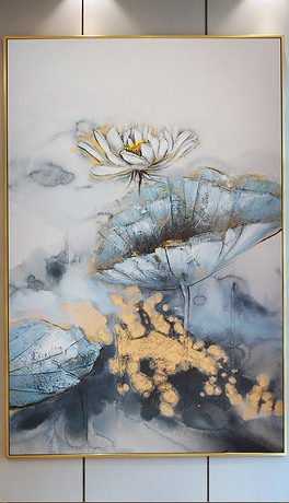 抽象烁金荷花艺术装饰画