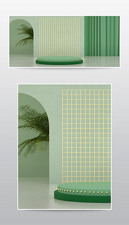 淘宝天猫绿色C4D模型背景素材海报模板