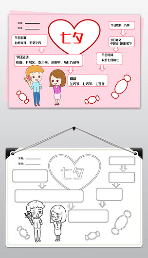 word传统节日七夕思维导图复习资料手抄报小报